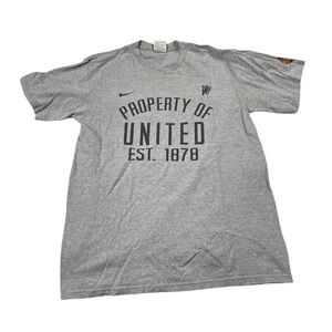 Vintage Nike Manchester United Soccer T-Shirt VTG Y2K Football Gray Black